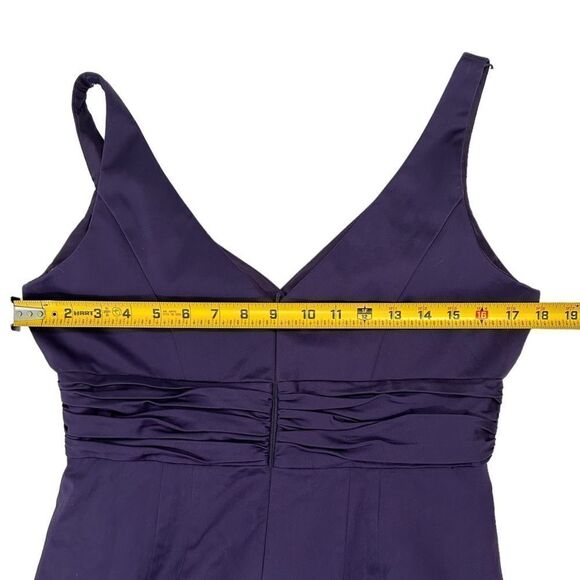 David’s Bridal Purple Short V-Neck Ruched Bridesmaid Dress A-Line Wedding Formal - Picture 6 of 7